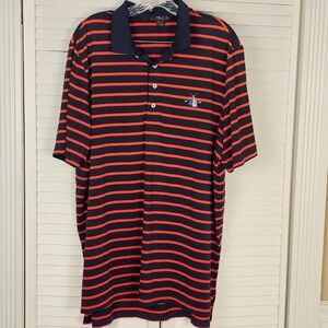 RLX‎ Ralph Lauren Mens Navy Red Striped Polo Golf Shirt XL